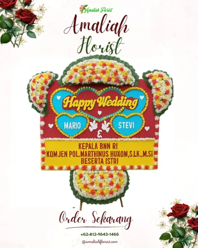 Karangan Papan Bunga Pernikahan di Bebel